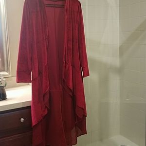 Robe cardigan, velvet with mesh trim